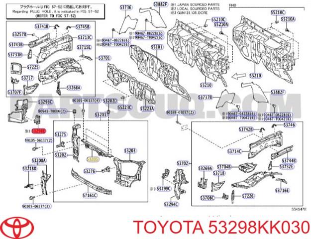 Воздуховод (дефлектор) радиатора правый Toyota 53298KK030 цена, от 6.33 USD