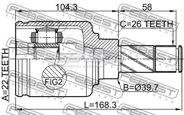 Junta homocinética interna dianteira esquerda para Renault Kangoo (KW01)