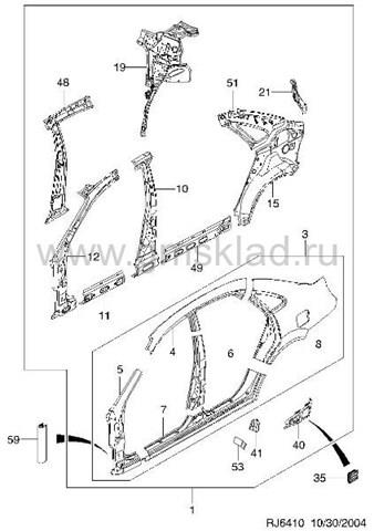 Montante de carroçaria dianteira esquerda para Chevrolet Lacetti (J200)