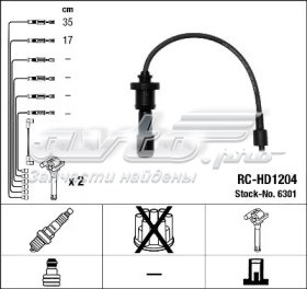 RC-HD1204 NGK fios de alta voltagem, kit