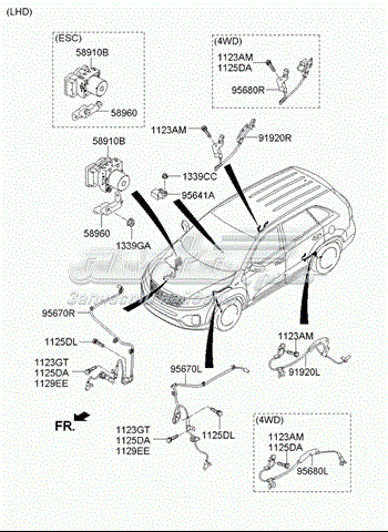 Датчик АБС (ABS) задний, левый Hyundai/Kia 956802W500 цена, от 24.07 USD