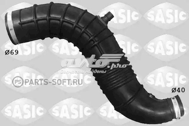 Tubo flexible de aspiración, salida del filtro de aire 3334007 SASIC
