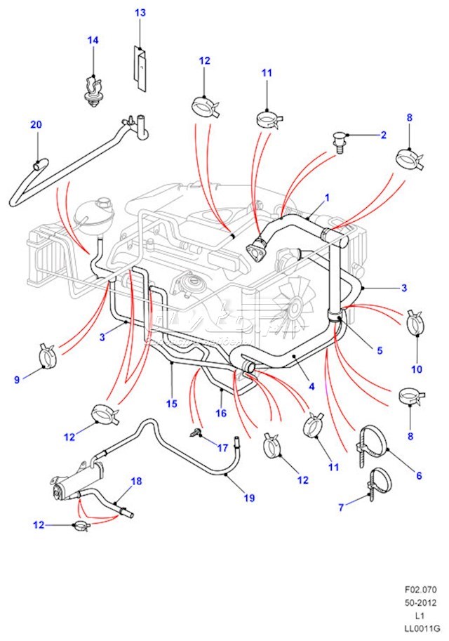 Купить PCH115470 Land Rover Шланг радиатора охлаждения нижний