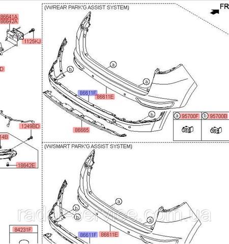 Бампер задний, нижняя часть Hyundai/Kia 86612F1110 цена, от 366.14 USD