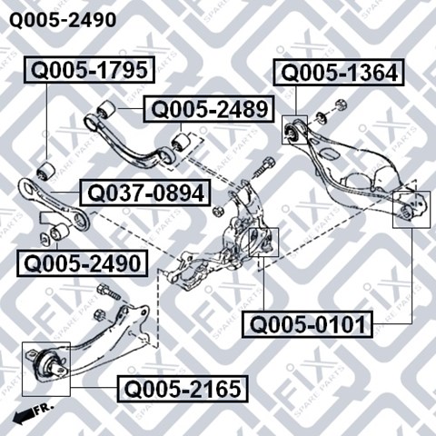 Сайлентблок тяги поперечної, задньої підвіски Q0052490 Q-FIX