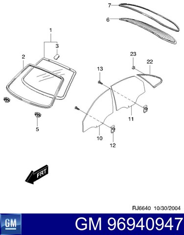 Лобовое стекло 96940947 General Motors