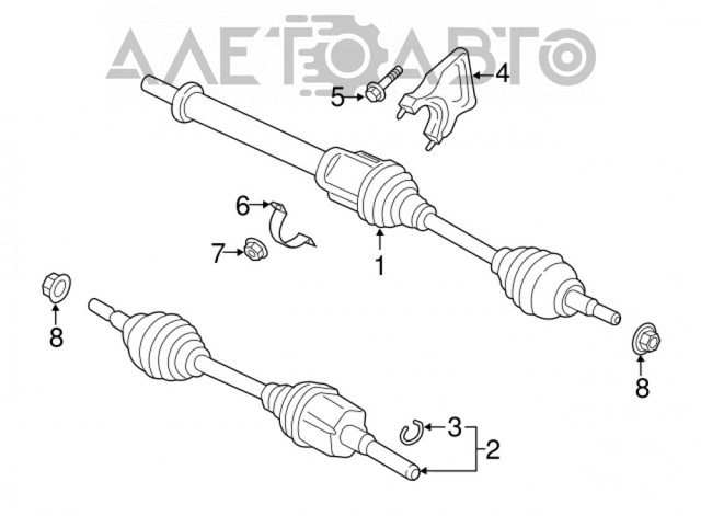 CV613B436TC Ford Полуось передняя, правая