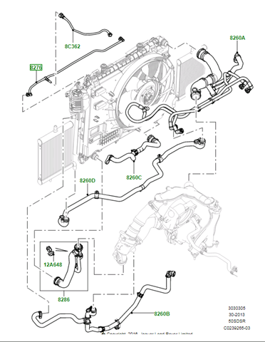 CPLA8276AC Land Rover Шланг термостата