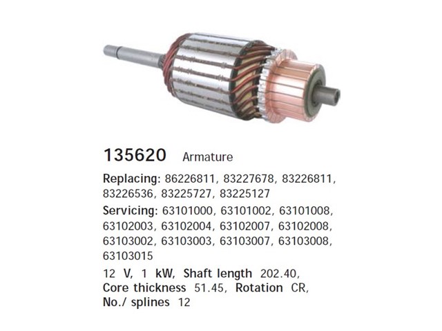 Якір (ротор) стартера 135620 CARGO