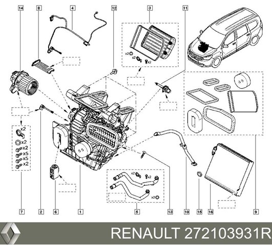 Радіатор опалювача салону 271154491R RENAULT