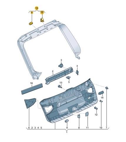 Обшивка-облицювання п'ятих дверей 80A867973A4PK VAG