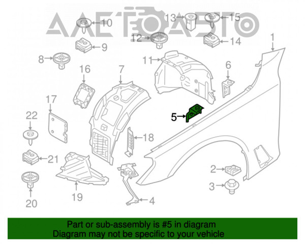 Soporte para guardabarros delantero, derecho superior 41357440426 BMW