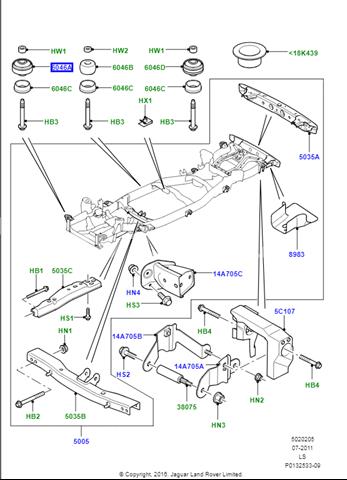 Coxim de chassi (de fixação de carroçaria) para Land Rover Discovery (LR3)