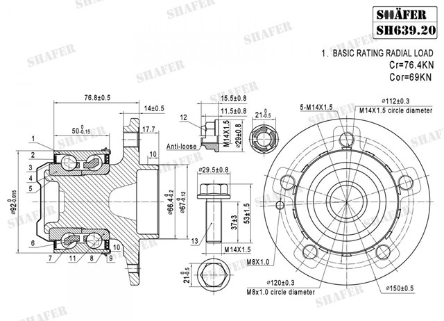 Ступицы передних колес Shafer SH63920K цена, от 62.13 USD