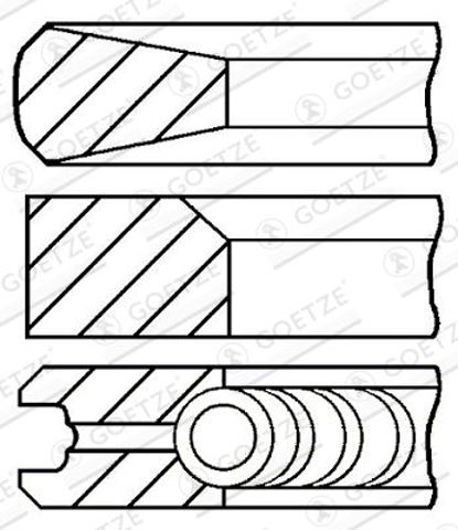 Кільця поршневі на 1 циліндр, STD. 0815290000 GOETZE