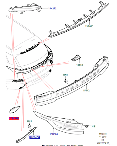 LR093436 Land Rover Левый катафот бампера