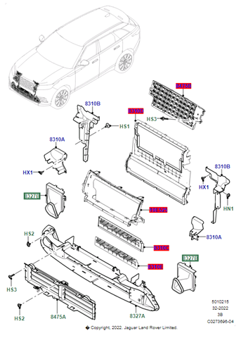 Купить LR093758 Land Rover Правый дефлектор радиатора