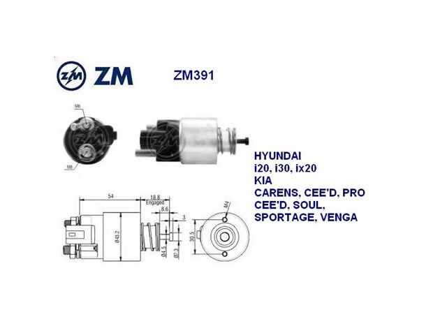 Ремкомплект втягує реле стартера ZM299391 ZM