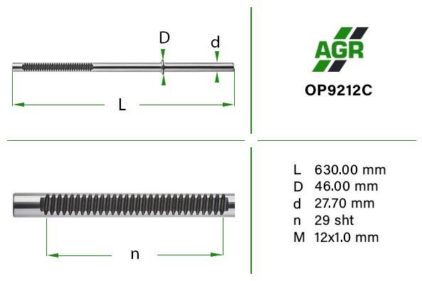 OP9212C AGR veio (haste da cremalheira da direção)