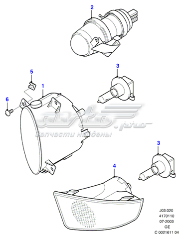 Права протитуманні фари 1126654 FORD