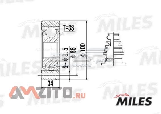 ШРУС внутренний передний правый GA10009 Miles