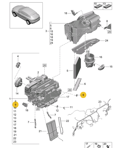 97065325300 Porsche sensor de temperatura de ar no salão