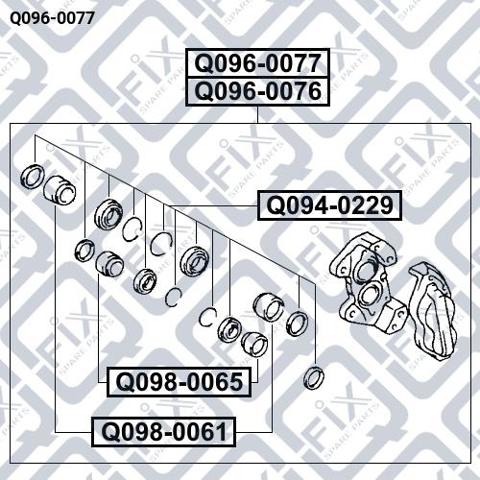 Q0960077 Q-fix Суппорт тормозной, передний, правый