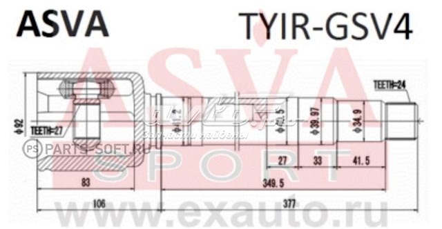 ШРУС внутренний передний правый TYIRGSV4 Asva