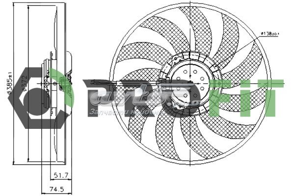 Вентилятор (крыльчатка) радиатора охлаждения левый Profit 18500021