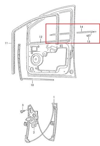 Уплотнитель стекла двери передней левой внешний (планка) на Seat Alhambra 7V8, 7V9