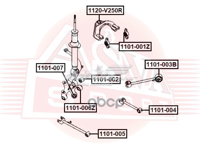 Сайлентблок задней подвески ASVA 1101006Z