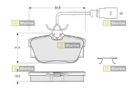 BDS207 Starline Колодки тормозные дисковые комплект