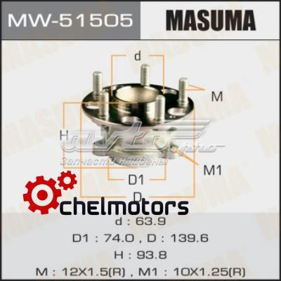 Ступицы задних колес Masuma MW51505 цена, от 61.17 USD