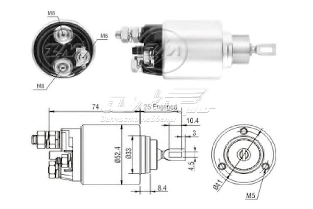 реле втягивающее стартера ZM2381 Реле втягивающее стартера ZEN ZM2381