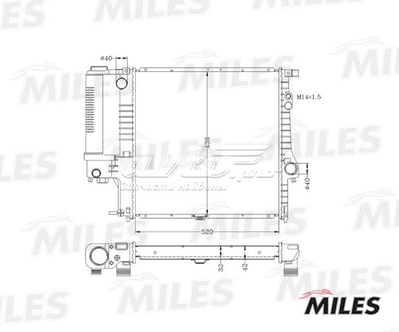 ACRB173 Miles radiador de esfriamento de motor