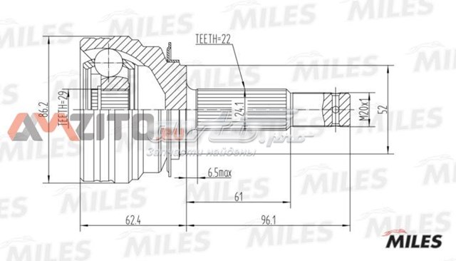 ШРУС наружный передний GA20076 Miles