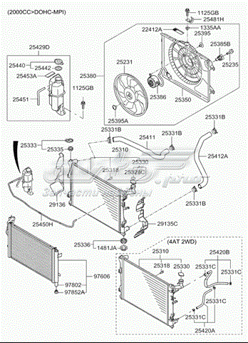 Диффузор радиатора кондиционера Hyundai/Kia 253501H000