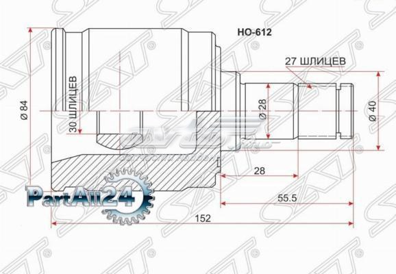Шарнир привода внутренний SAT HO612 цена, от 52.96 USD