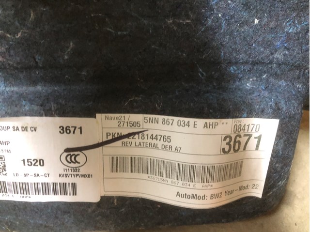 Облицовка багажного отсека правая VAG 5NN867034EAHP цена, от 45.20 USD