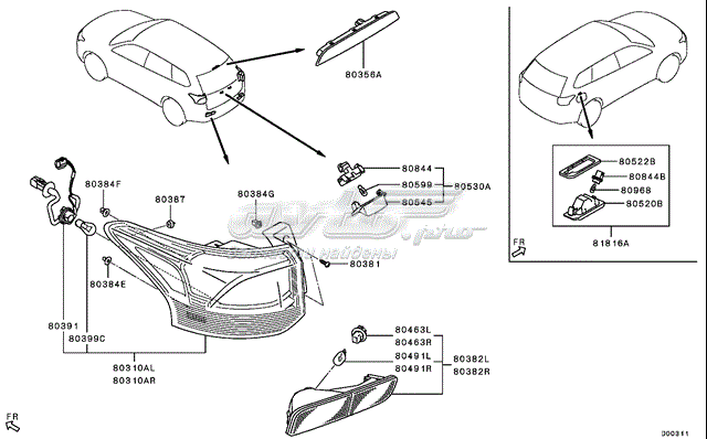Купить 8337A111 Mitsubishi Левый катафот заднего бампера