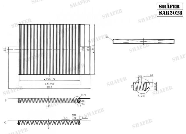 Фильтр воздушный отопителя Shafer SAK2028 цена, от 4.01 USD