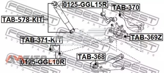 Сайлентблок амортизатора заднего TAB578KIT Febest