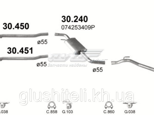 30.240 Polmostrow silenciador, parte central