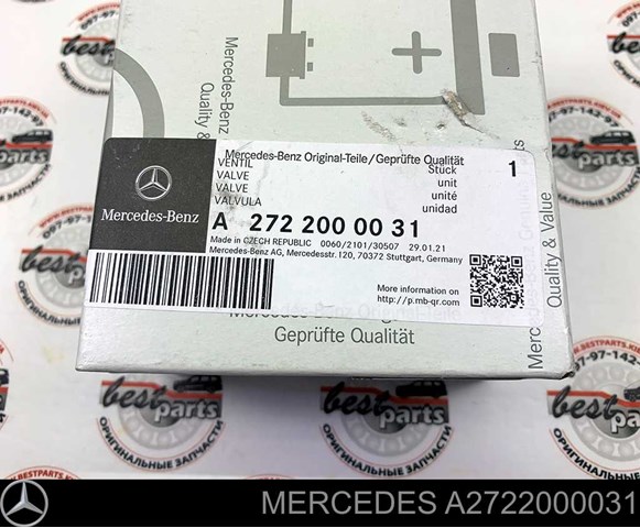 Válvula de forno (de aquecedor) Mercedes 2722000031