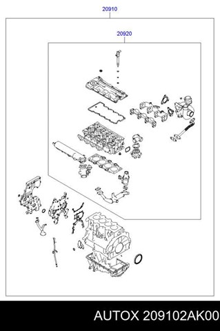 Комплект прокладок двигателя 209102AK00 Auto-x