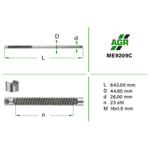 ME9209C AGR veio (haste da cremalheira da direção)