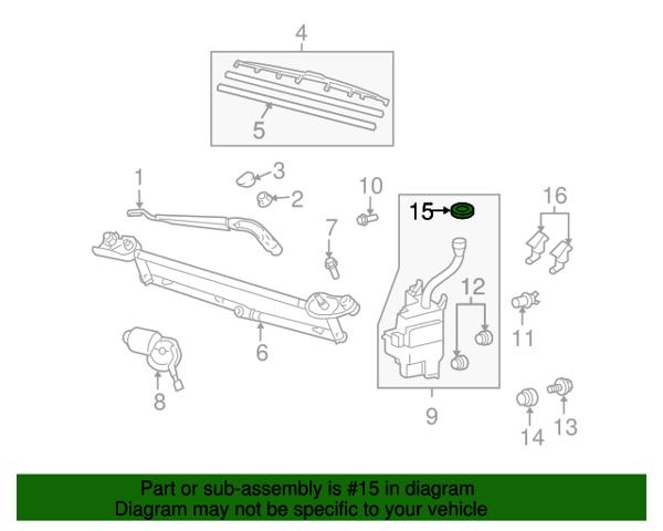 Tampa de tanque de fluido para lavador para Lexus LX (UZJ100)