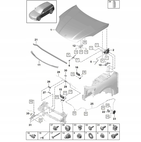 Купить PAB823533D1E0 Porsche Ручка открывания капота
