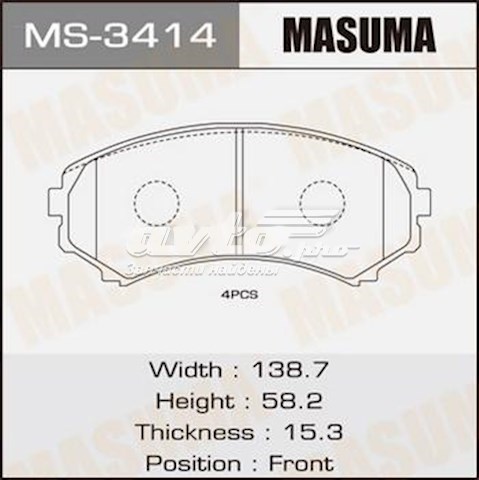 Колодки тормозные передние дисковые MASUMA MS3414