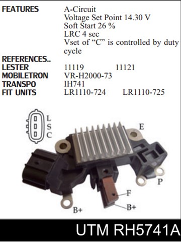 RH5741A UTM реле-регулятор генератора (реле зарядки)